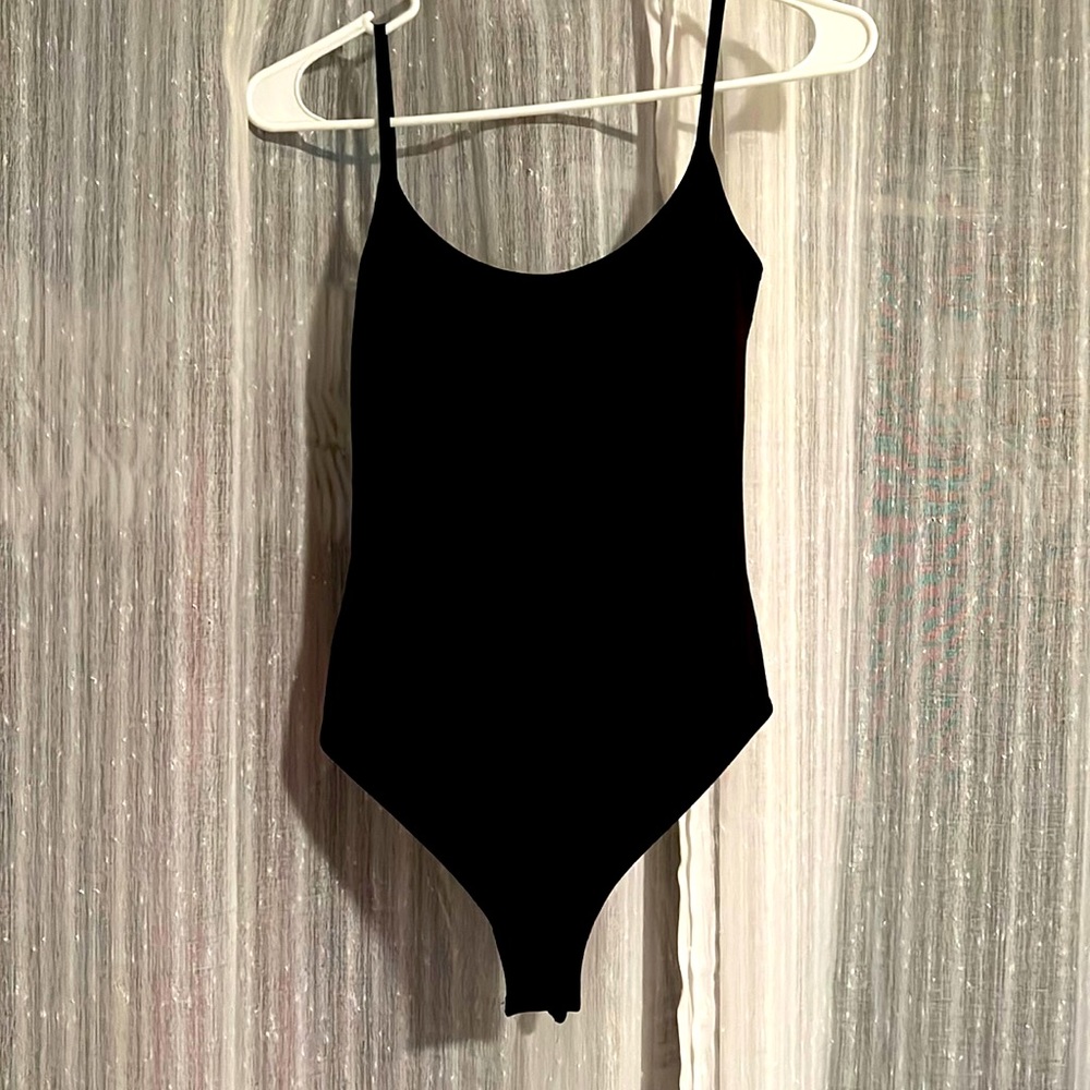 Free People black thong body suit